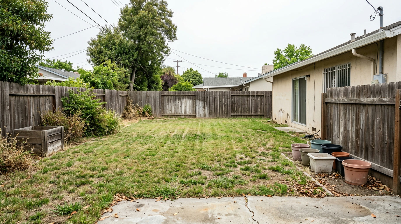 Plain backyard before construction